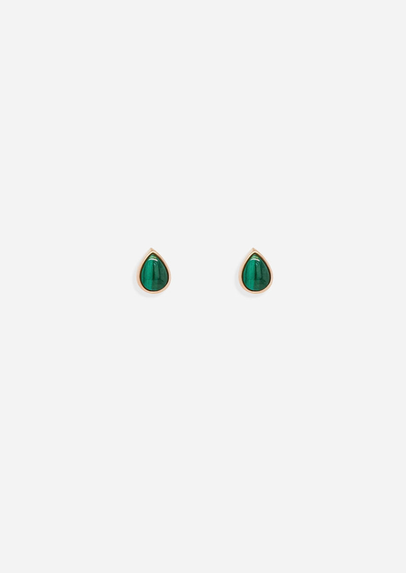Ankh Inlay Threaded Flat Back Earring - Malachite | Single