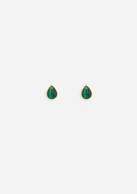 Ankh Inlay Threaded Flat Back Earring - Malachite | Single