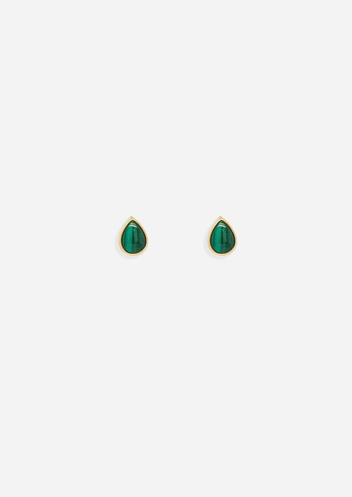 Ankh Inlay Threaded Flat Back Earring - Malachite | Single