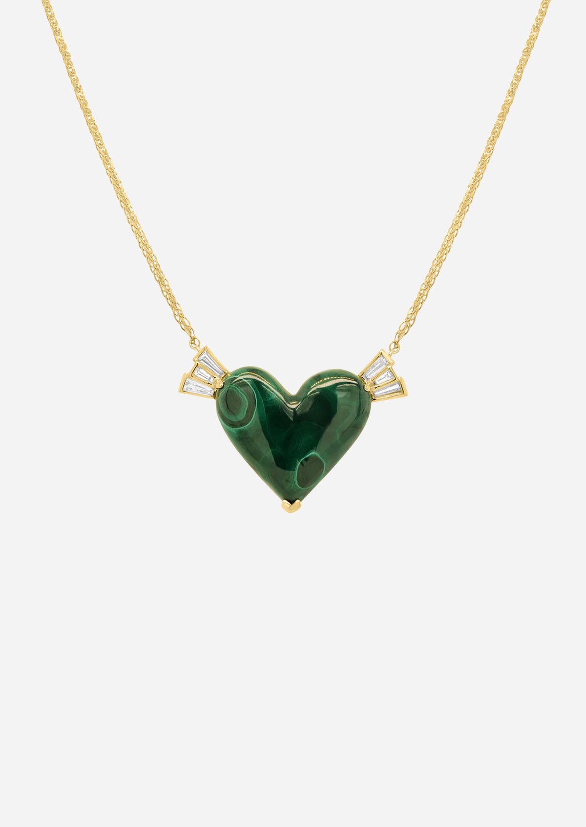 Winged Heart Necklace - Malachite