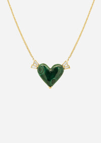 Winged Heart Necklace - Malachite