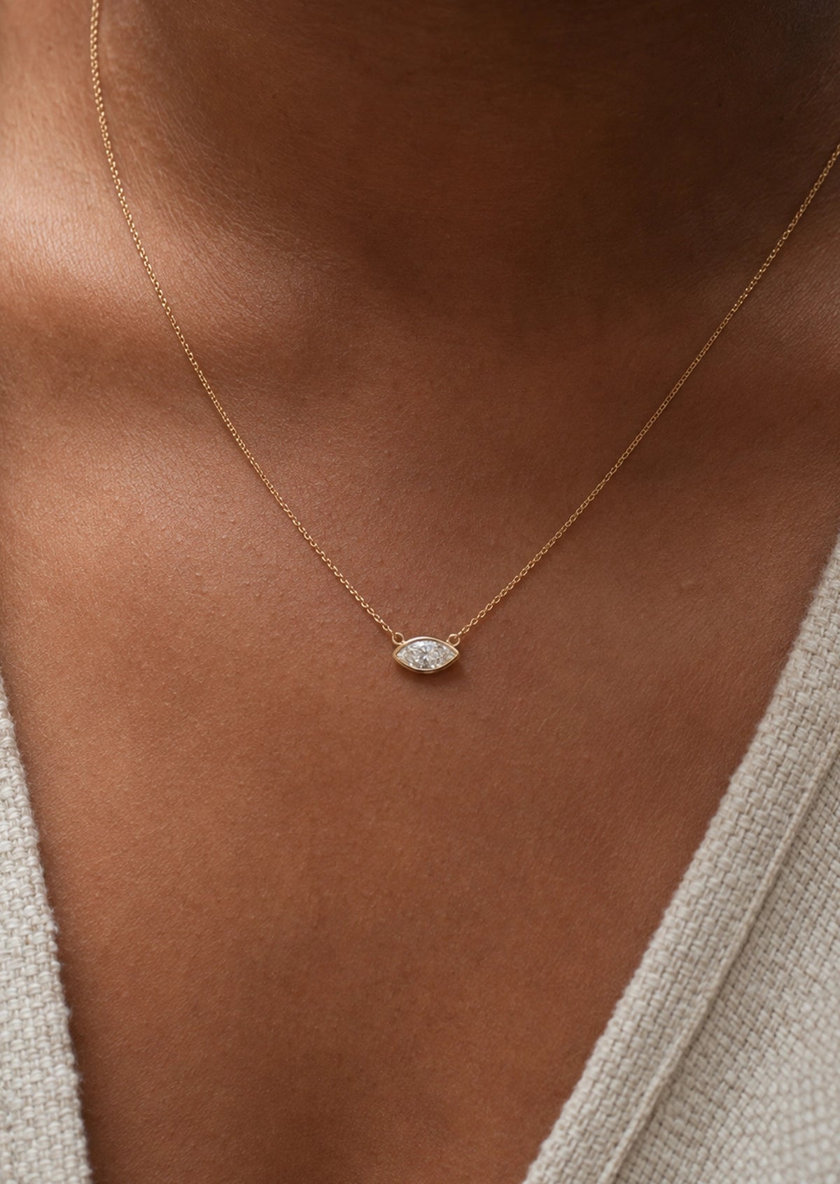 6mm Marquise Diamond Necklace