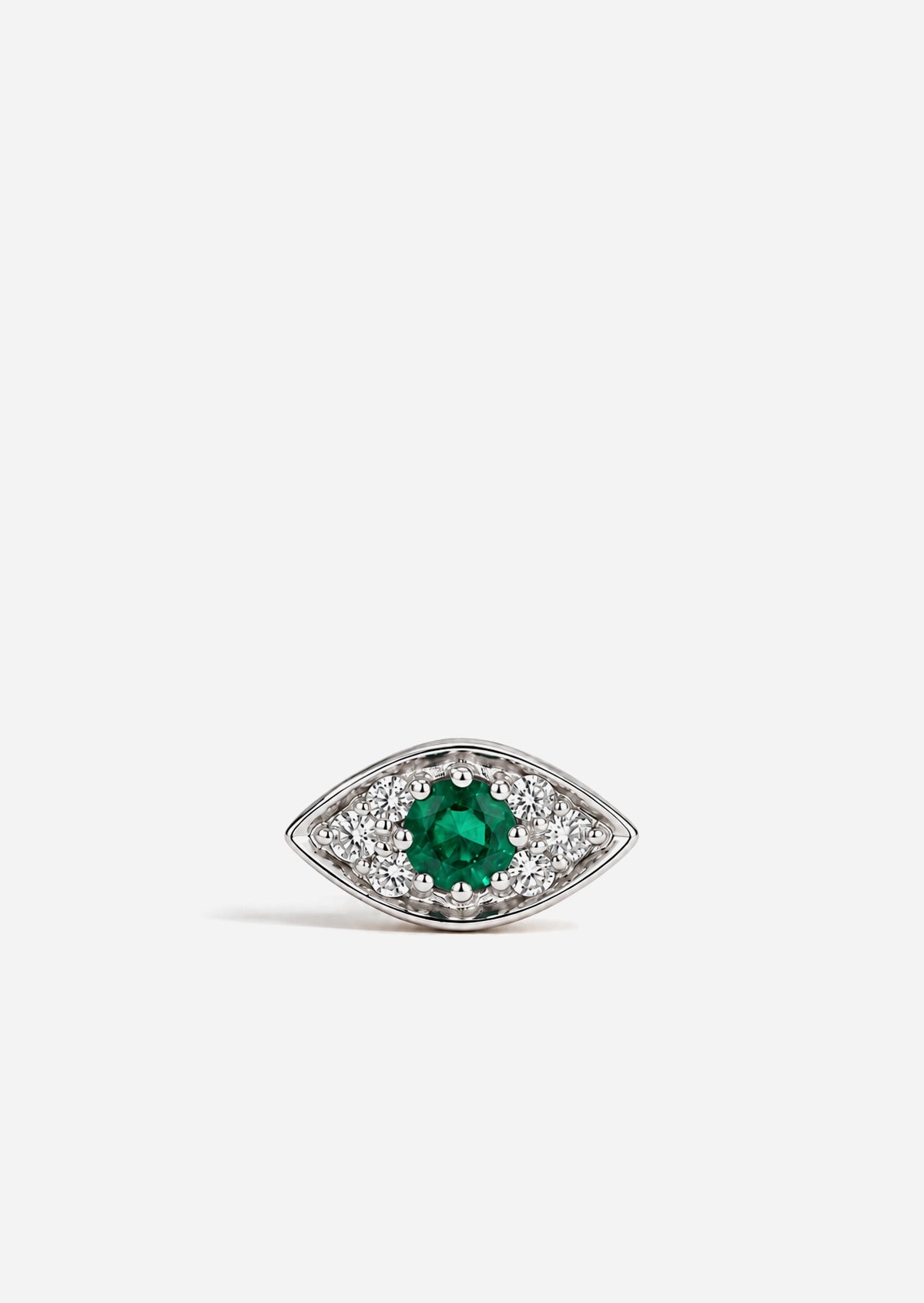 Mini Emerald Evil Eye Threaded Flat Back Earring