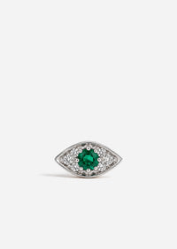 Mini Emerald Evil Eye Threaded Flat Back Earring