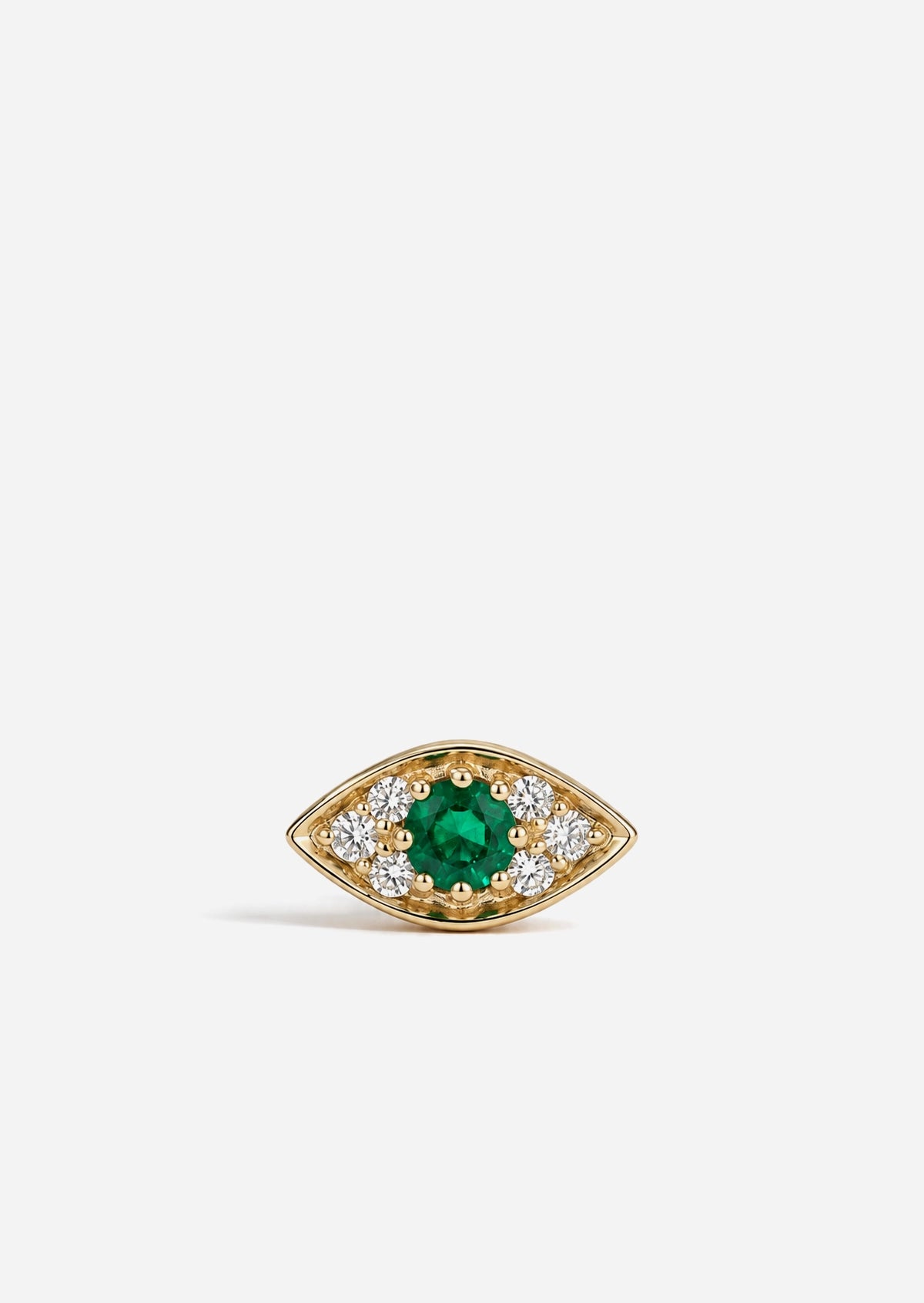 Mini Emerald Evil Eye Threaded Flat Back Earring