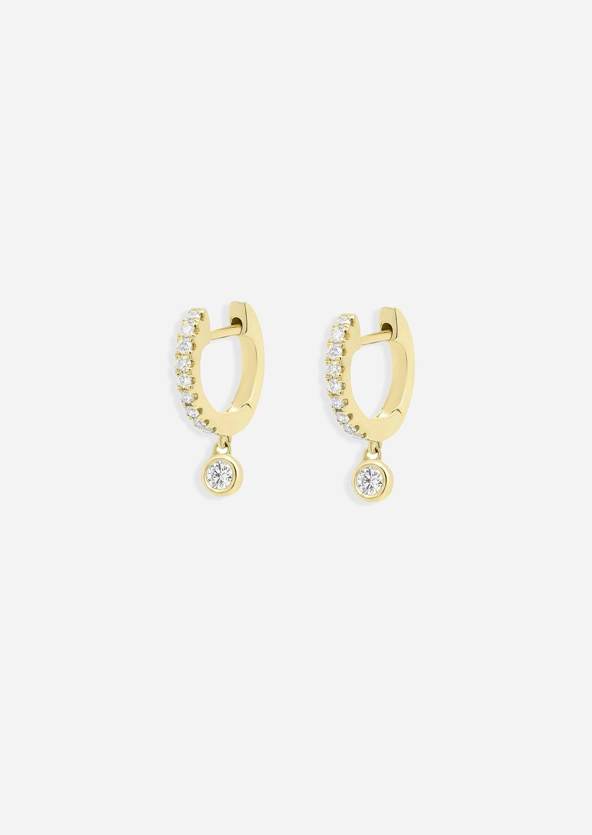 Medium Diamond Drop Huggie Hoop | Single