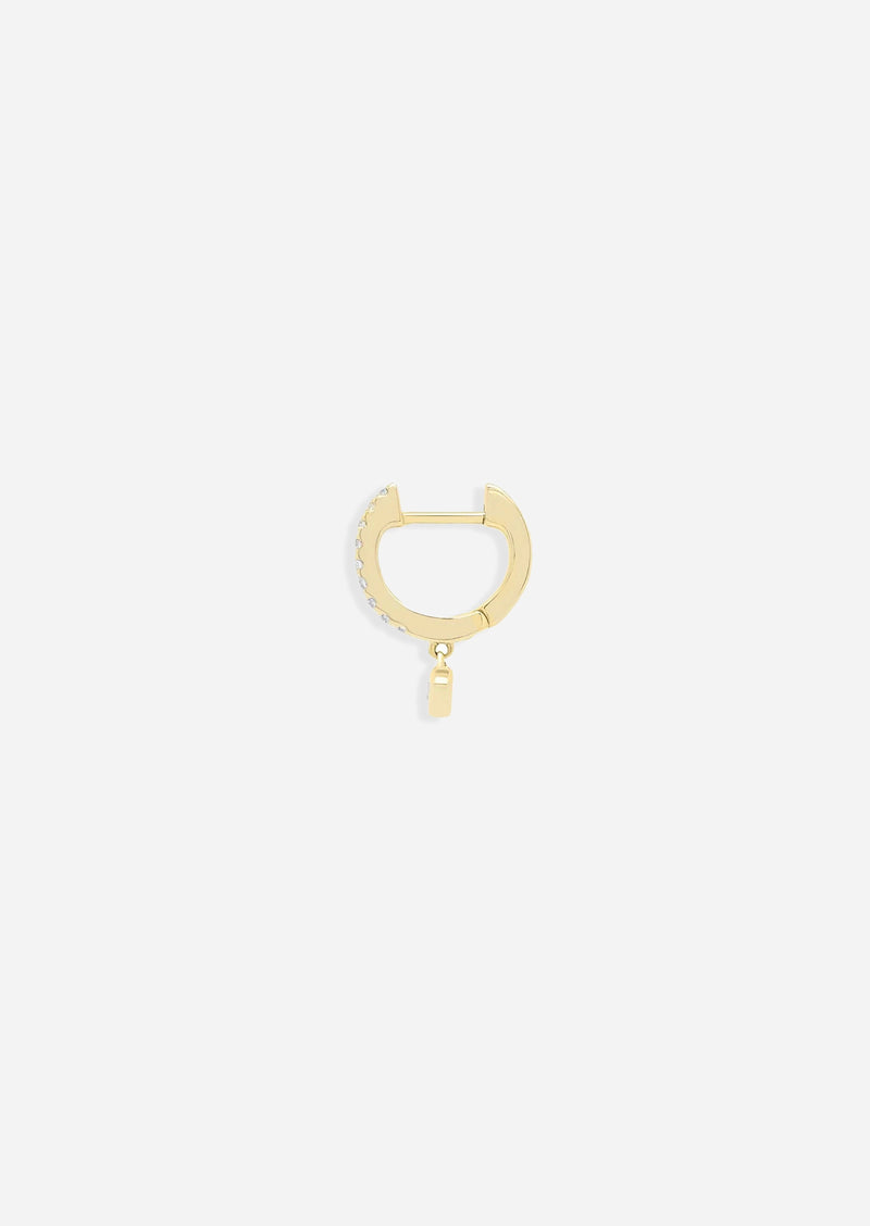 Medium Diamond Drop Huggie Hoop | Single