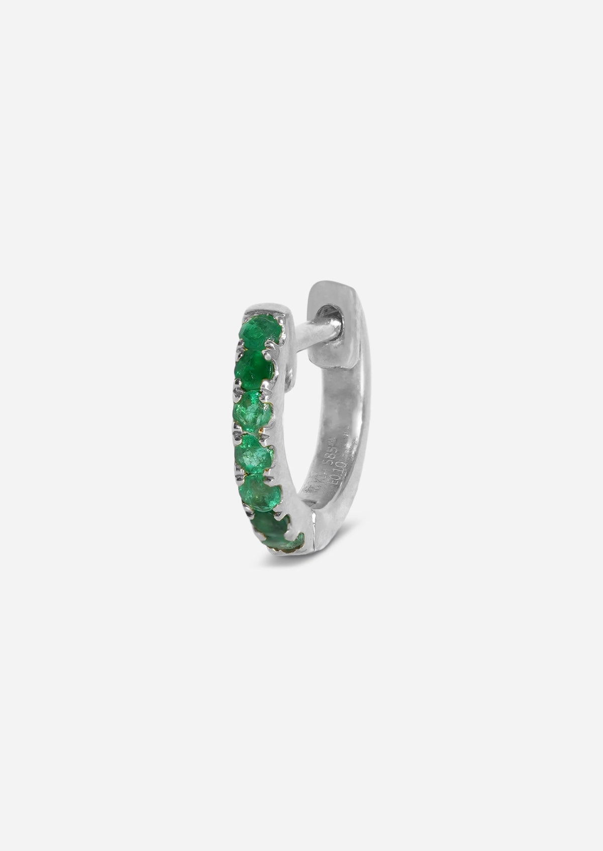 Medium Emerald Huggie Hoop | Single