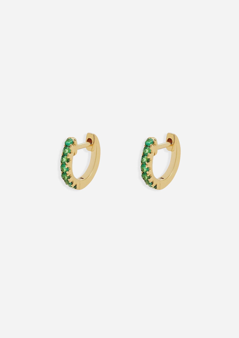 Medium Emerald Huggie Hoop | Single