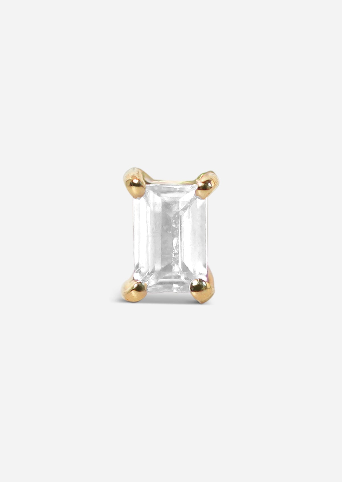 Mini Baguette Diamond Threaded Flat Back Earring | Single