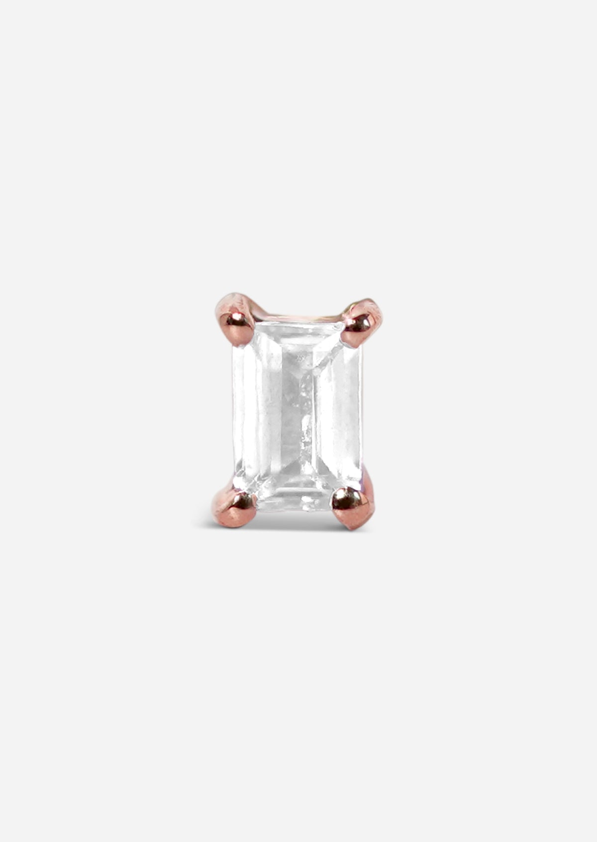 Mini Baguette Diamond Threaded Flat Back Earring | Single
