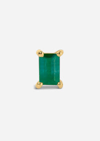 Mini Baguette Emerald Threaded Flat Back Earring | Single