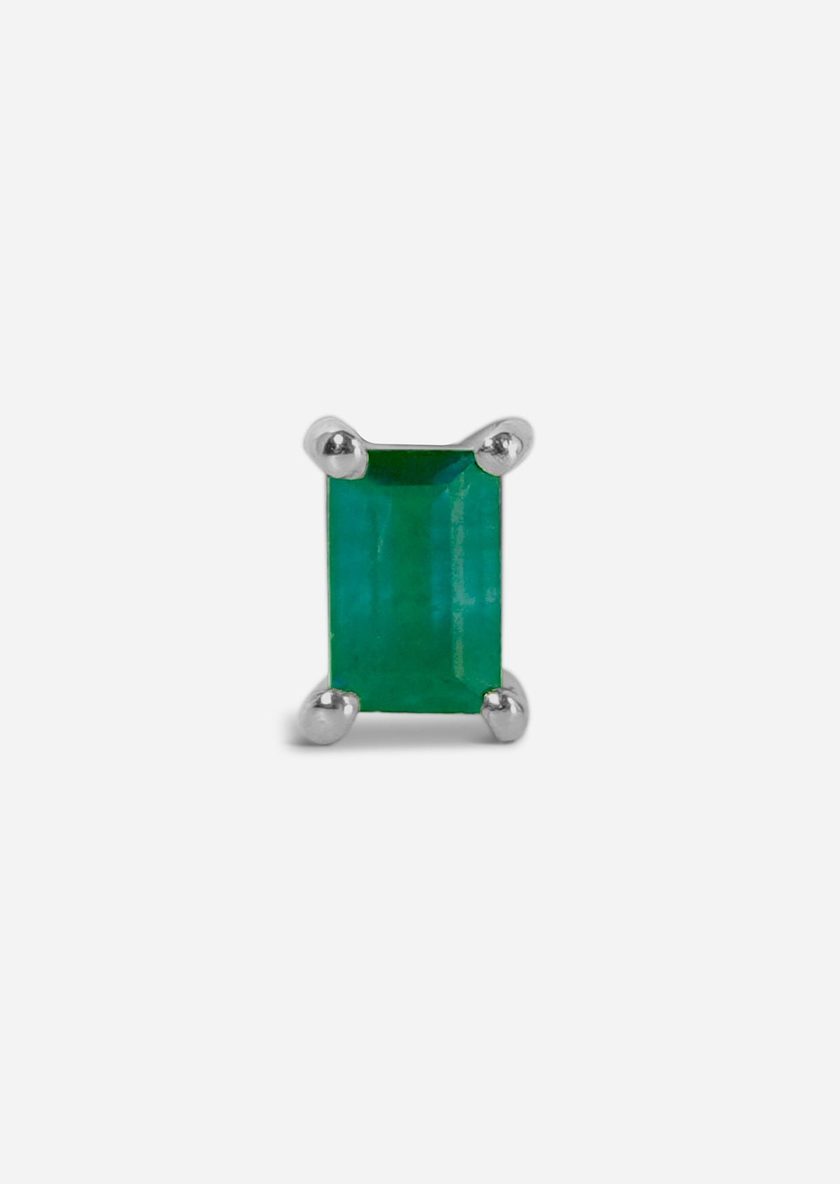 Mini Baguette Emerald Threaded Flat Back Earring | Single