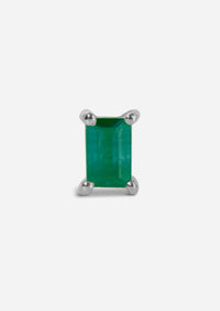 Mini Baguette Emerald Threaded Flat Back Earring | Single