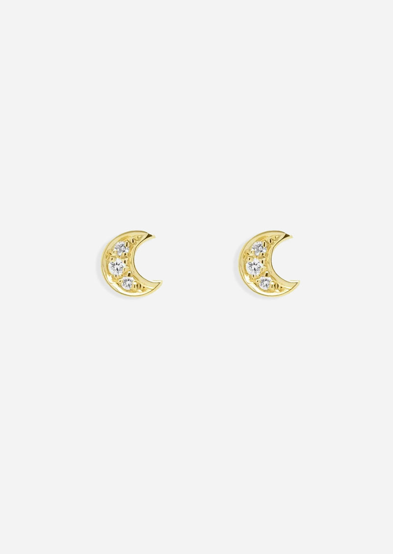 Mini Crescent Threaded Flat Back Earring | Single