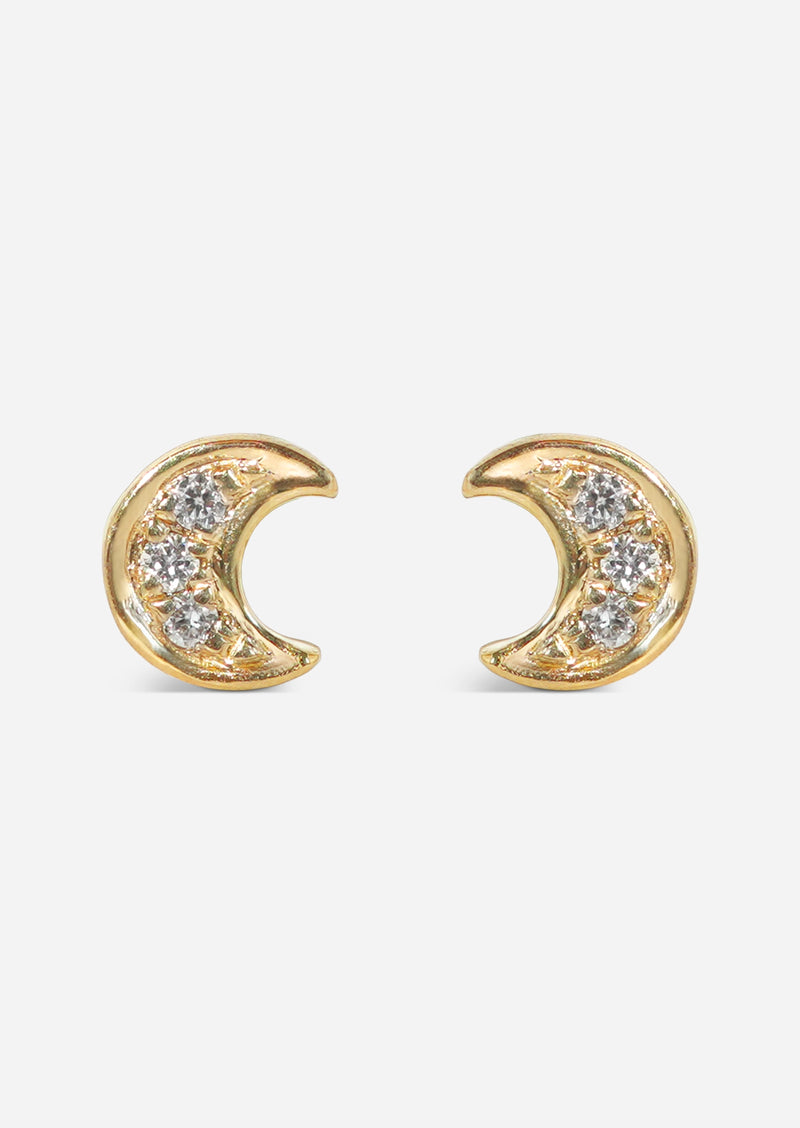 Mini Crescent Threaded Flat Back Earring | Single