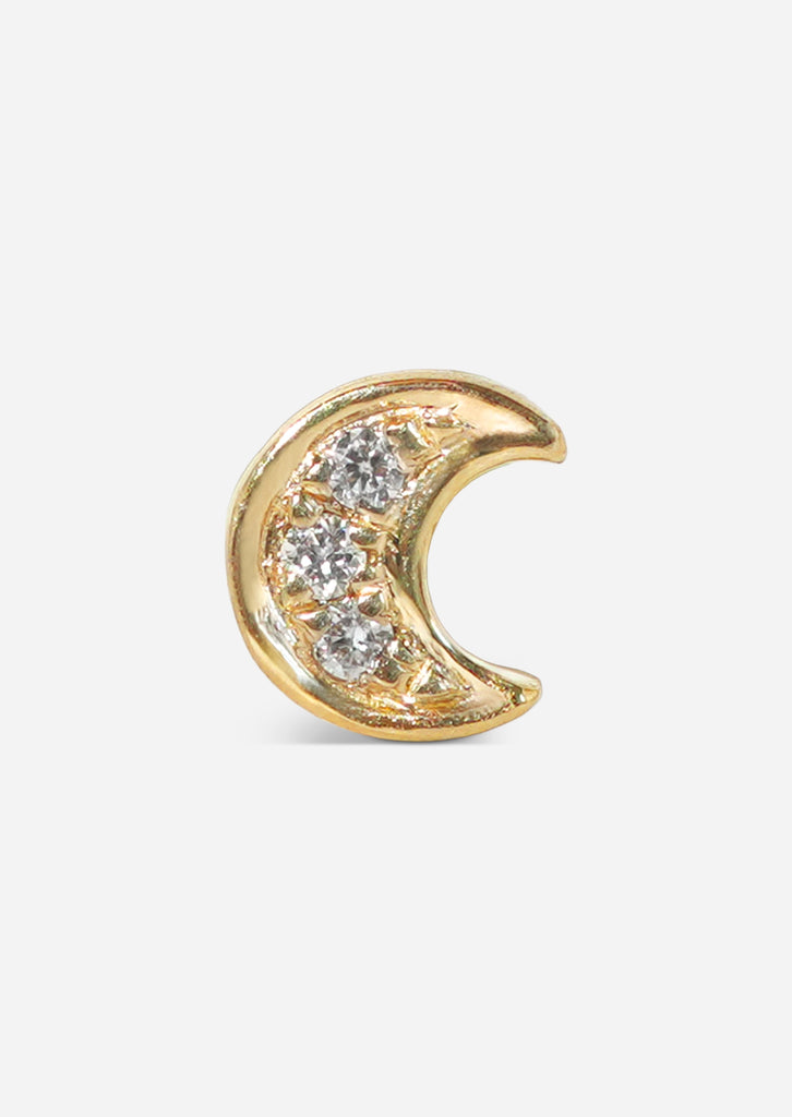 Mini Crescent Threaded Flat Back Earring | Single