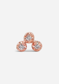 Mini Diamond Cluster Threaded Flat Back Earring | Single