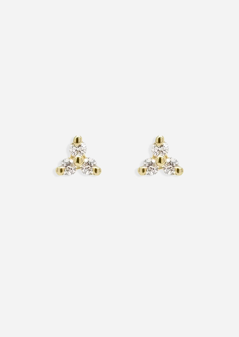 Mini Diamond Trio Threaded Flat Back Earring | Single