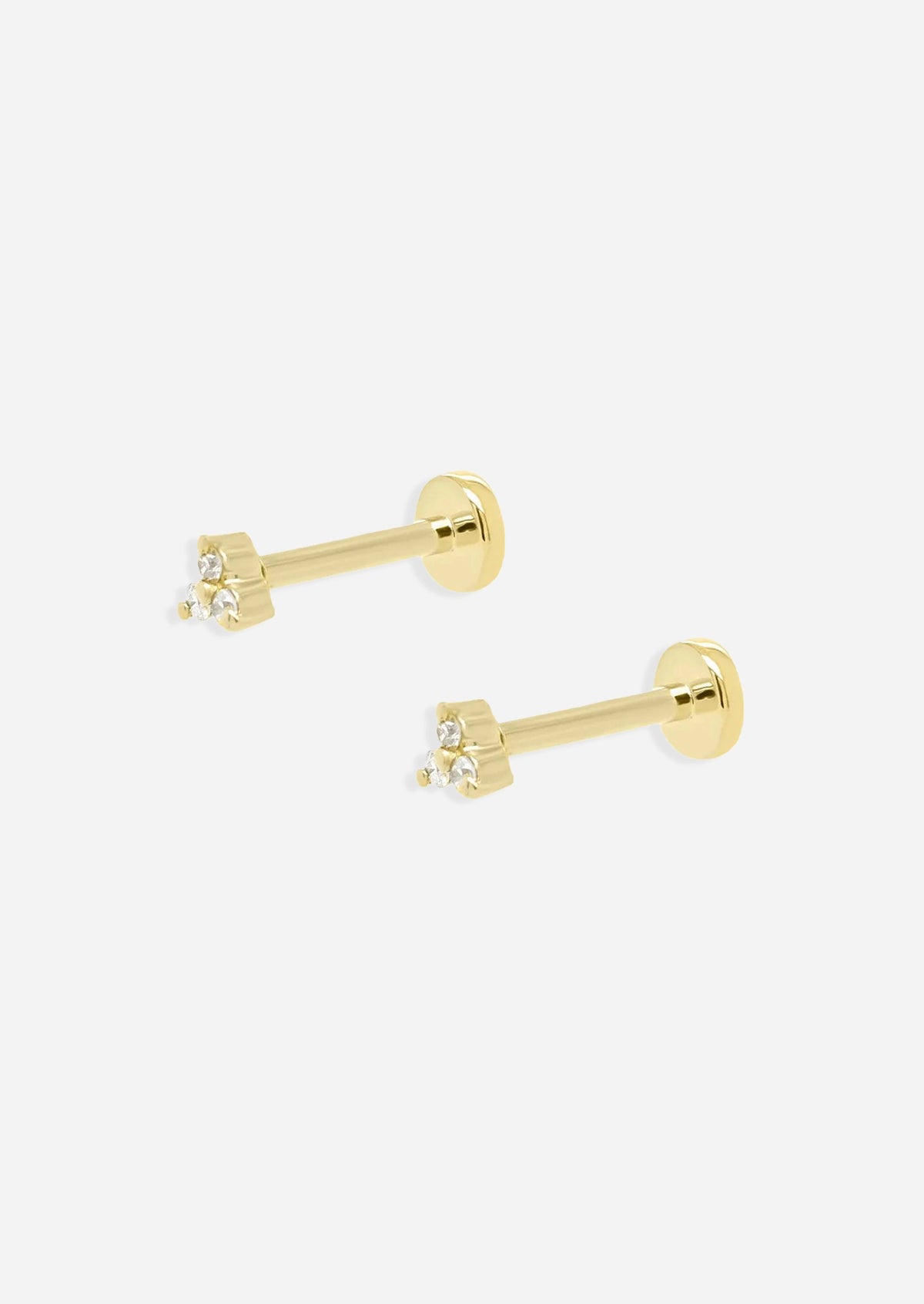 Mini Diamond Cluster Threaded Flat Back Earring | Single