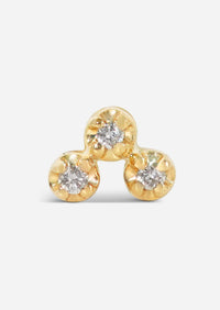 Mini Diamond Cluster Threaded Flat Back Earring | Single