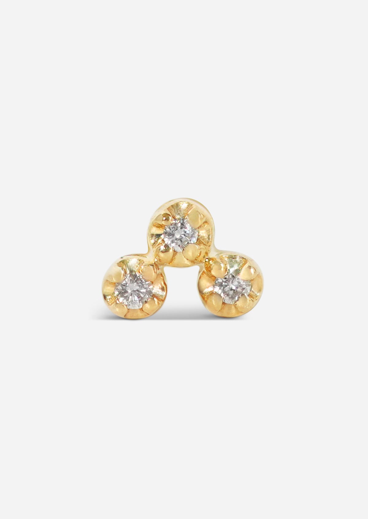 Mini Diamond Cluster Threaded Flat Back Earring | Single