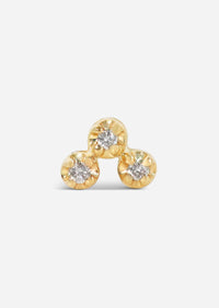 Mini Diamond Cluster Threaded Flat Back Earring | Single