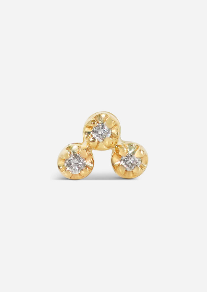 Mini Diamond Cluster Threaded Flat Back Earring | Single