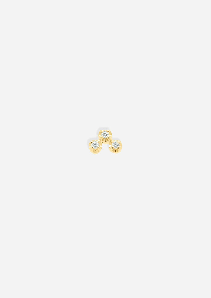 Mini Diamond Cluster Threaded Flat Back Earring | Single