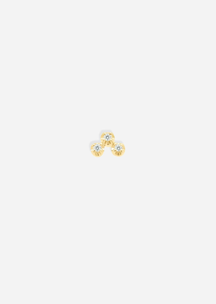 Mini Diamond Cluster Threaded Flat Back Earring | Single