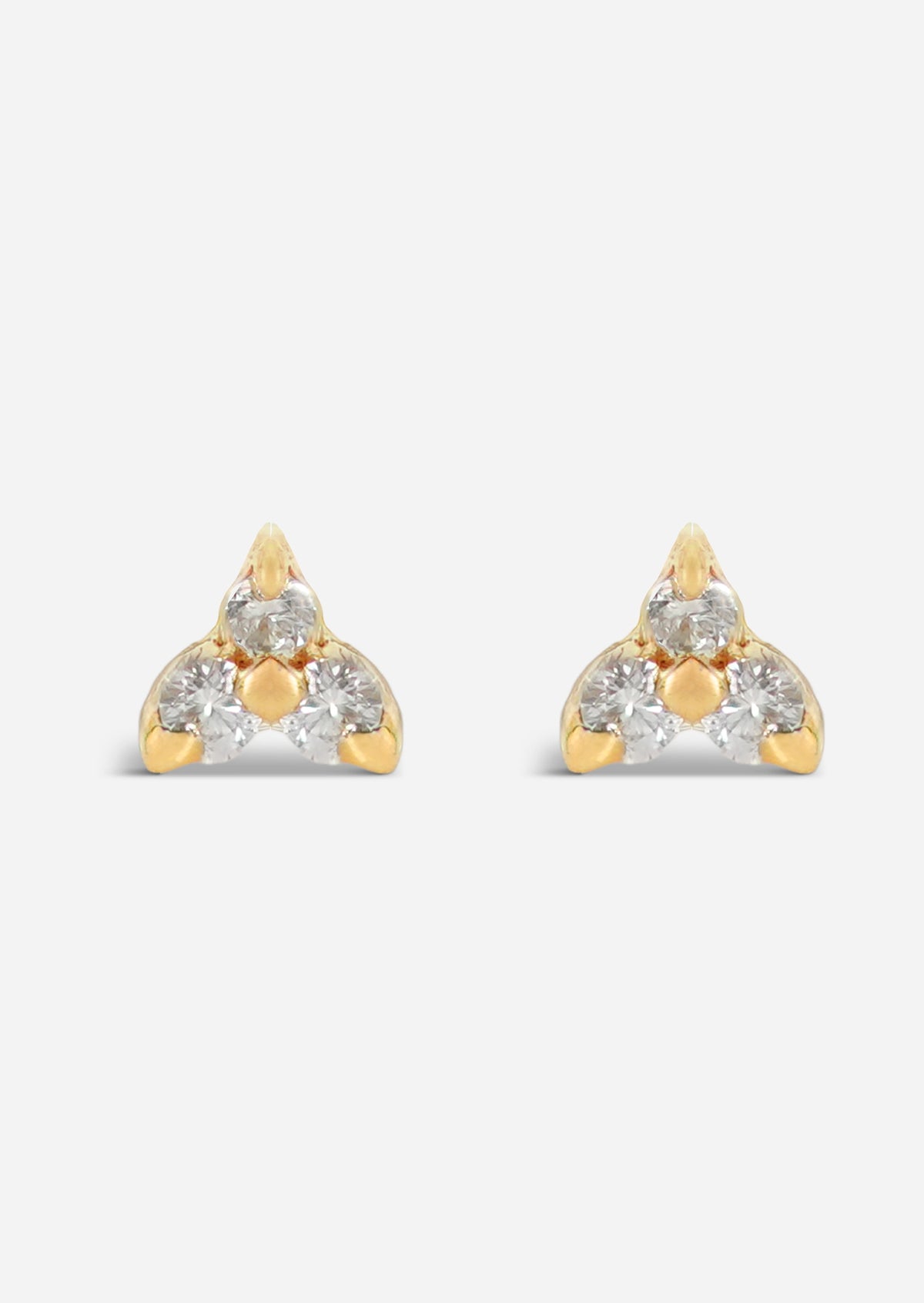 Mini Diamond Trio Threaded Flat Back Earring | Single