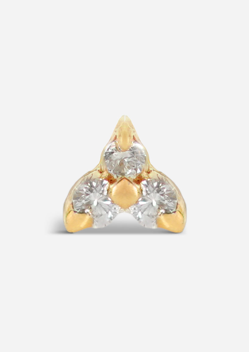 Mini Diamond Trio Threaded Flat Back Earring | Single