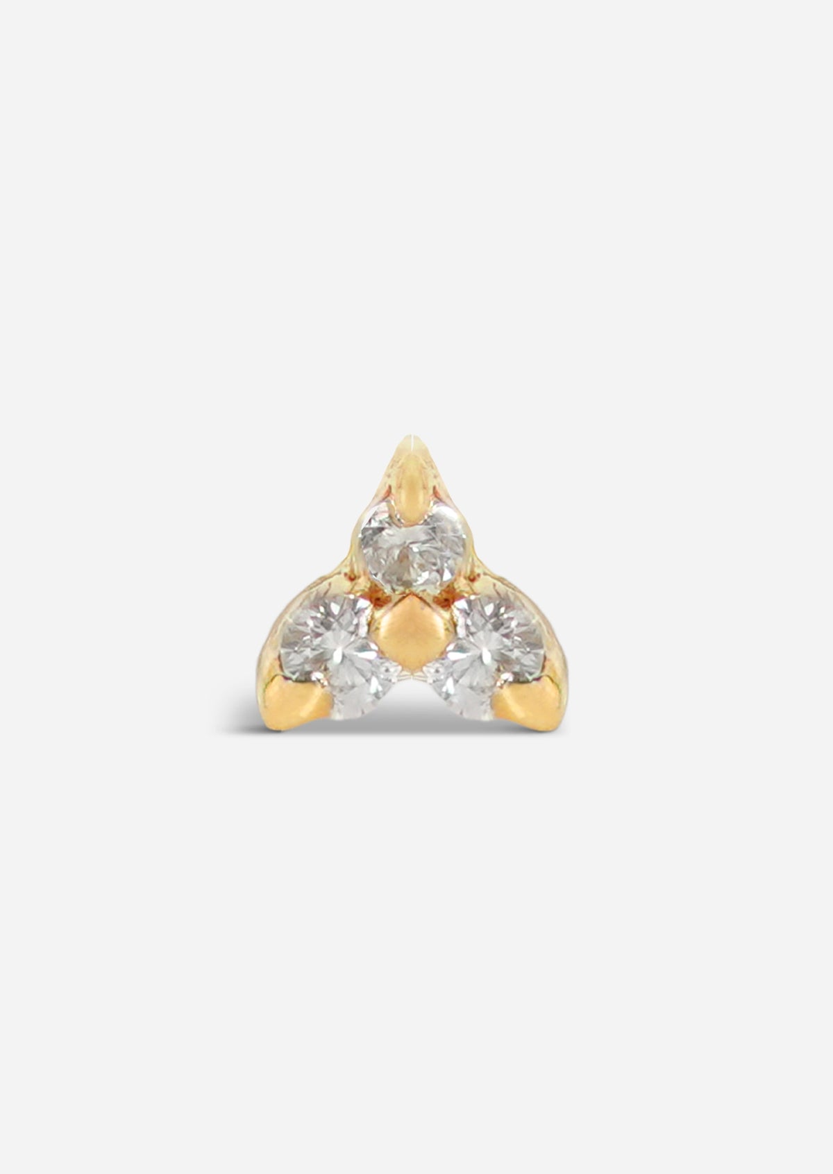 Mini Diamond Trio Threaded Flat Back Earring | Single