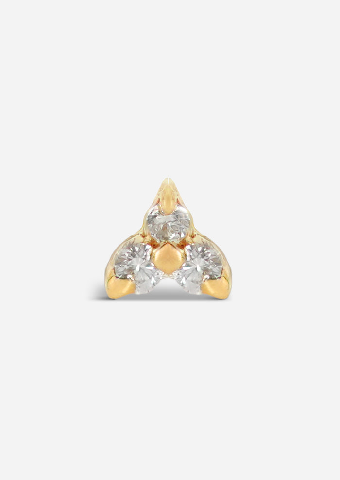 Mini Diamond Trio Threaded Flat Back Earring | Single