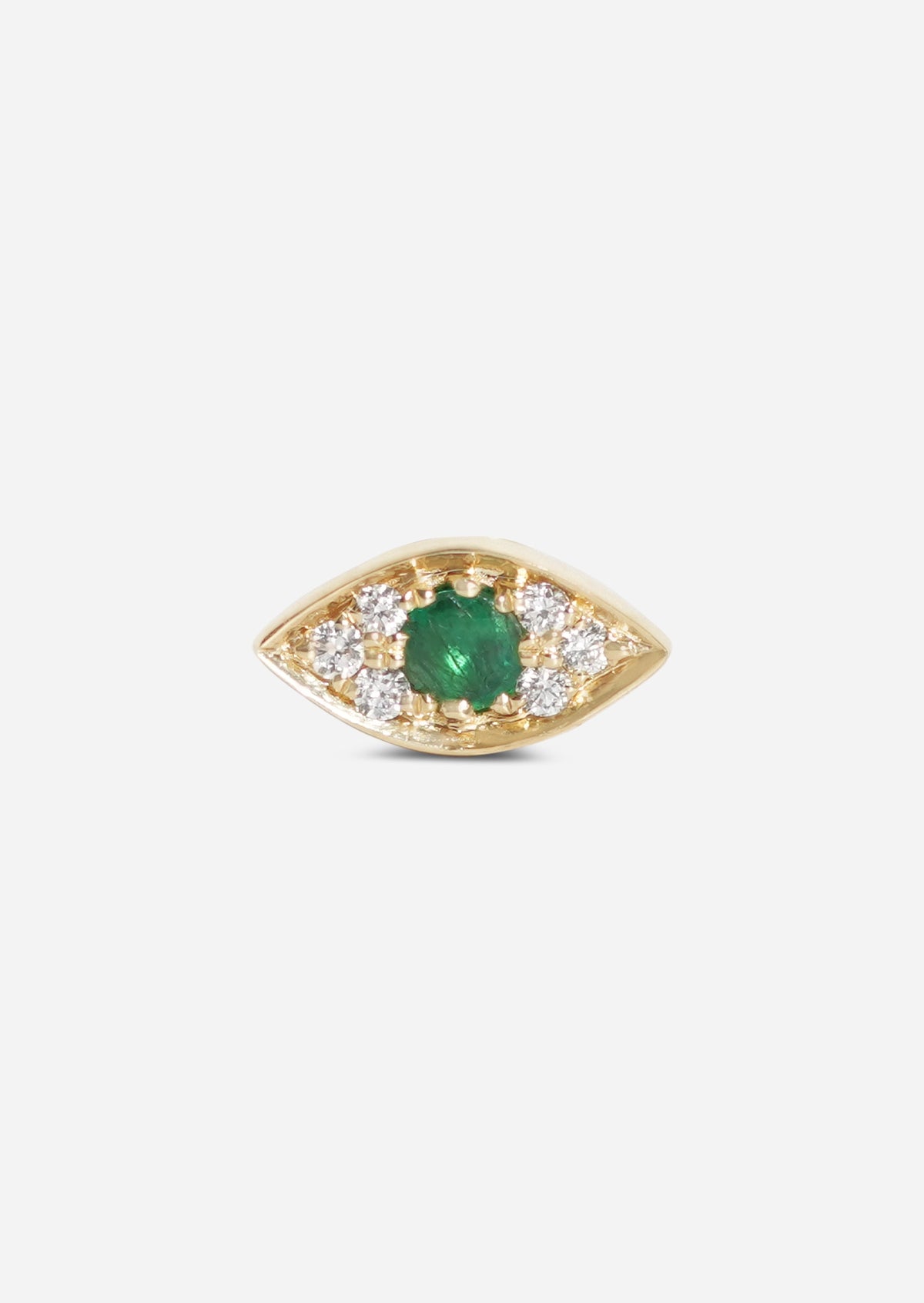 Mini Emerald Evil Eye Threaded Flat Back Earring | Single