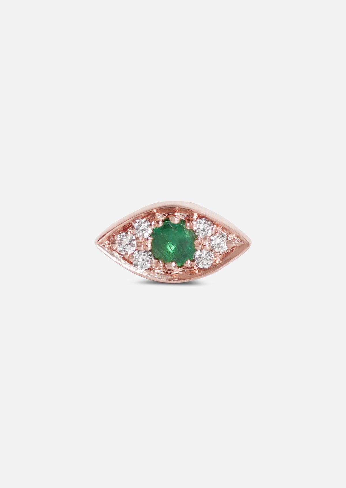 Mini Emerald Evil Eye Threaded Flat Back Earring | Single