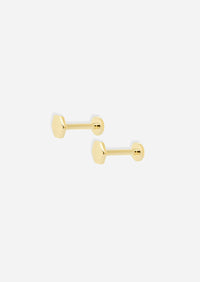 Gold Hexagon Threaded Flat Back Earring | Single