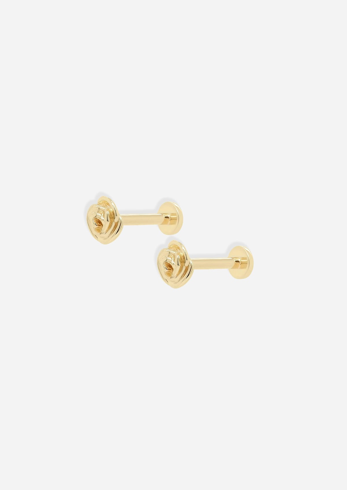 Gold Rose Threaded Flat Back Earring | Single