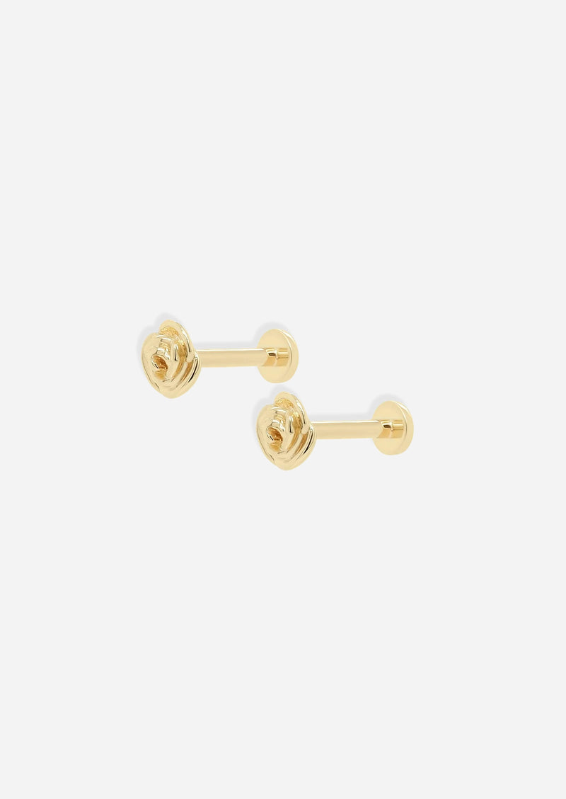 Gold Rose Threaded Flat Back Earring | Single