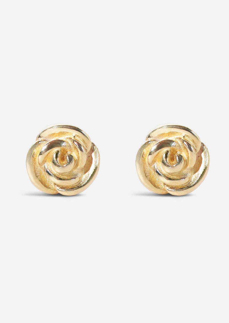 Gold Rose Threaded Flat Back Earring | Single