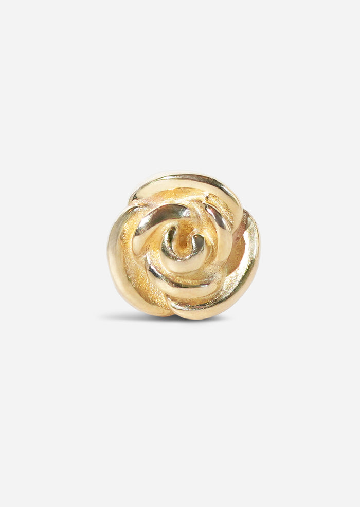 Gold Rose Threaded Flat Back Earring | Single