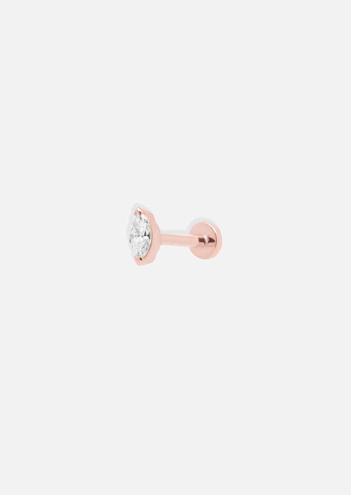 Mini Marquise Diamond Threaded Flat Back Earring | Single