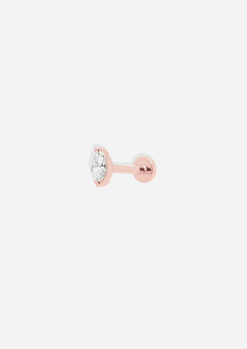 Mini Marquise Diamond Threaded Flat Back Earring | Single