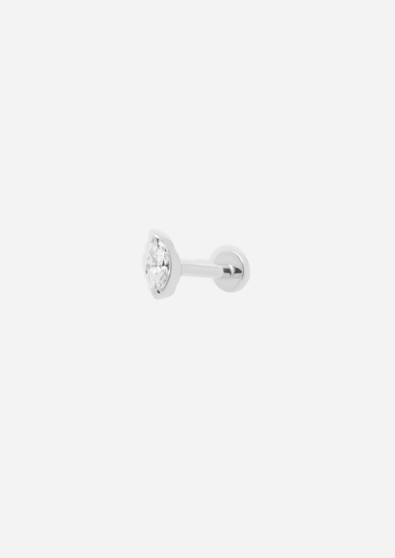 Mini Marquise Diamond Threaded Flat Back Earring | Single