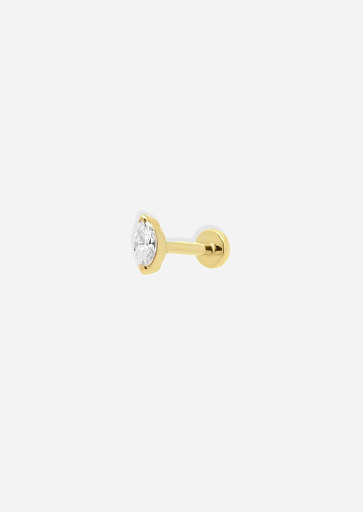 Mini Marquise Diamond Threaded Flat Back Earring | Single