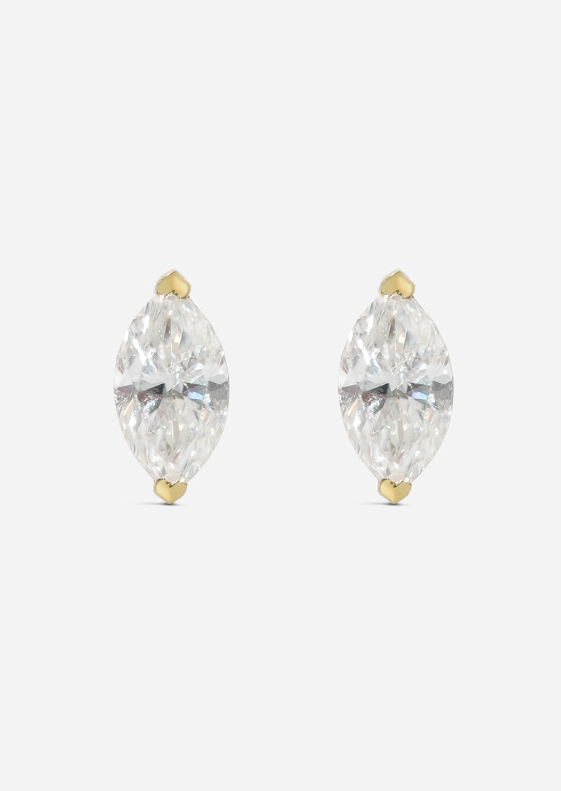 Mini Marquise Diamond Threaded Flat Back Earring | Single