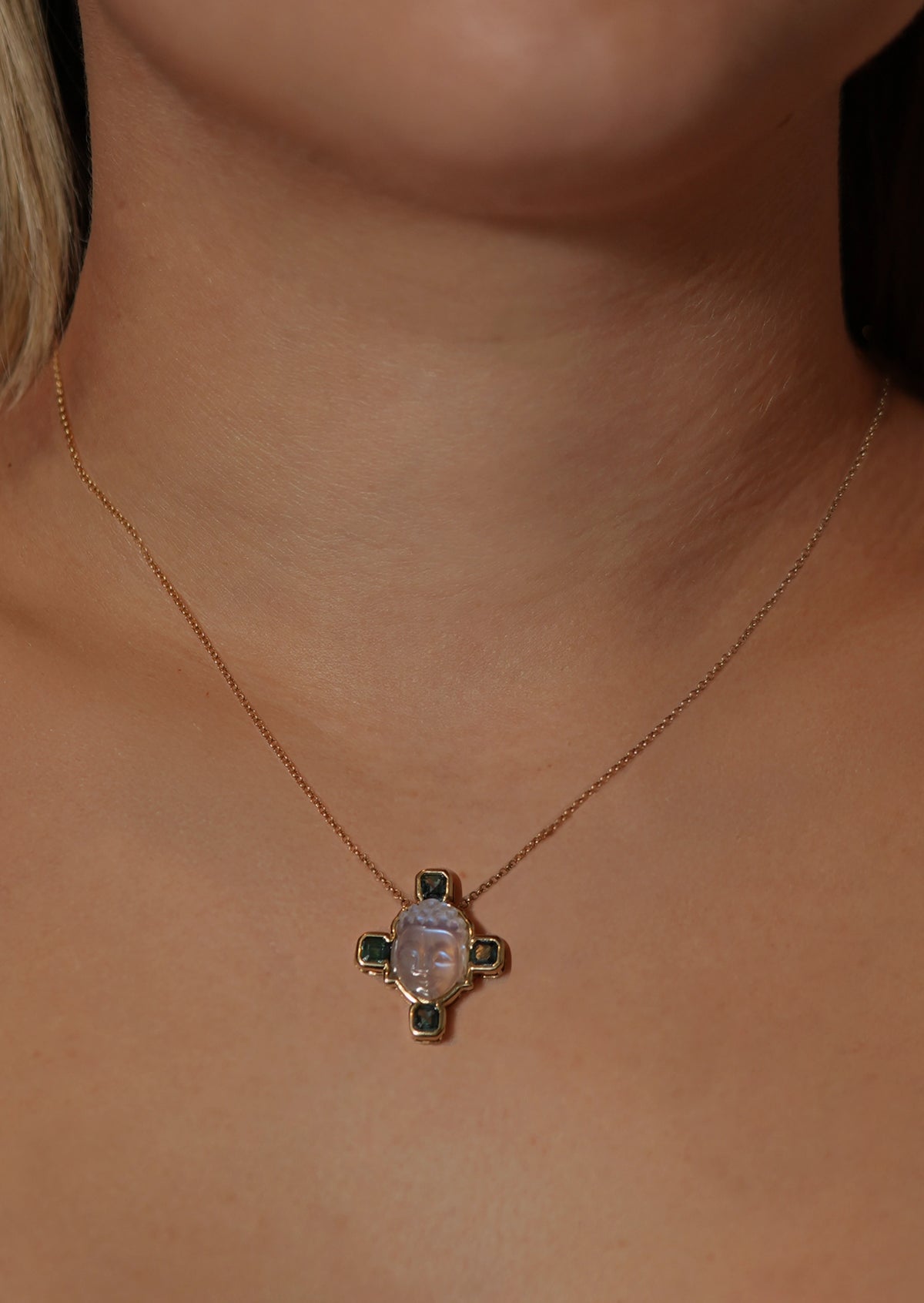 Mini Moonstone Buddha Necklace