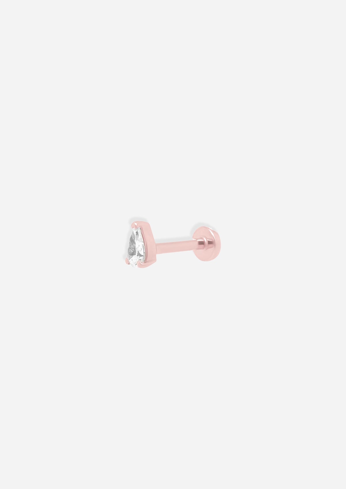 Mini Pear Diamond Threaded Flat Back Earring | Single