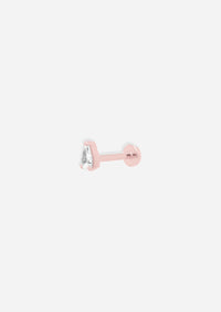 Mini Pear Diamond Threaded Flat Back Earring | Single