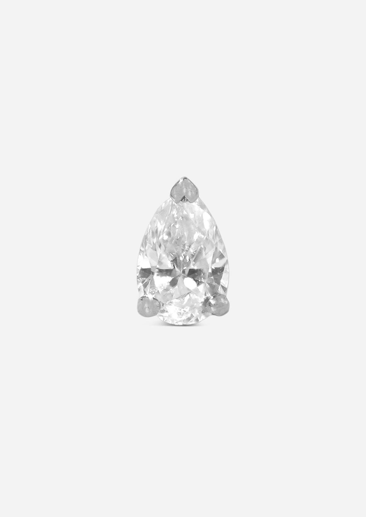Mini Pear Diamond Threaded Flat Back Earring | Single
